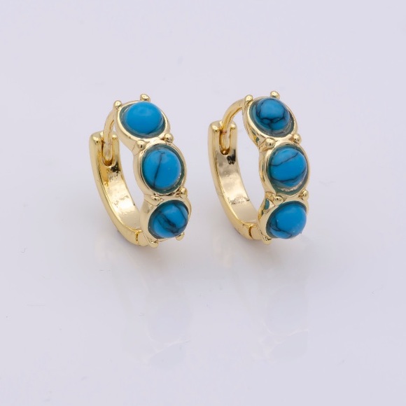 Jewelry - Dainty Turquoise Hoop Earrings